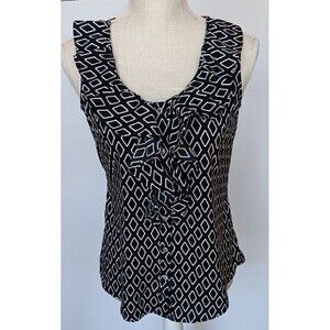 Banana Republic Factory Size S Black and White Sleeveless Ruffled Blouse
